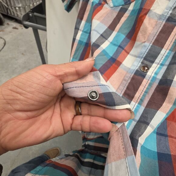 CODY JAMES Western Shirt Men XLarge Multicolor Plaid Short Sleeve Slim Fit - Picture 6 of 11